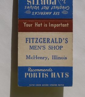 Matchbook Portis Hats Fitzgeralds Mens Shop McHenry IL Illinois
