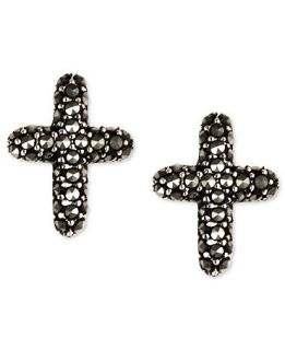 Earrings, Sterling Silver Marcasite Cross Earrings (21/25 ct. t.w