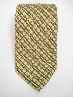 Luciano Firenze Yellow Blue Print Silk Neck Tie