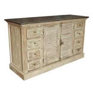 French Provincial Louvered Doors White Wash Sideboard