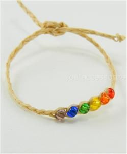 Braided Hippie Lucky Magic Wish Bracelet Plaited Glass Bead Anklet