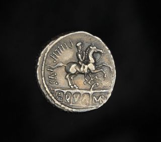 Ancient Roman Republic Silver Denarius of King Ancus Marcius Philippus