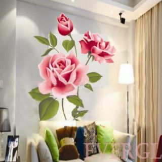 Love Rose Flower Removable PVC Wall Sticker Home Decor Room Decal