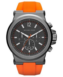 Michael Kors Watch, Mens Chronograph Orange Silicone Strap 48mm