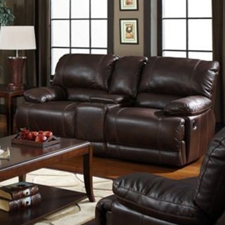 Rigley Bonded Leather Dual Reclining Loveseat with Storage Console