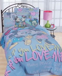 Disney Bedding, Mickey Mouse and Minnie Mouse 200 Thread Count 3 Piece