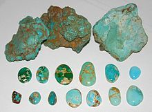 Untreated turquoise, Nevada USA. Rough nuggets from the McGinness Mine
