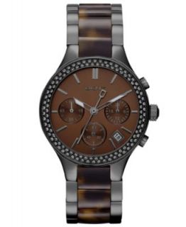 DKNY Watch, Womens Chronograph Brown Plastic Tortoise and Gunmetal