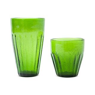Marcela for Prima Design Glassware, Rustic Green Highball or Double