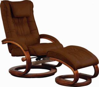 Mac Motion Swivel Recliner with Ottoman   Walnut Finish with Chocolate