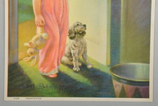 Mabel Rollins Harris 1939 Temptation Vintage Print Young Child Dog