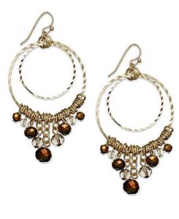 INC International Concepts Earrings, 12k Gold Plated Glass Rondelle