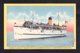 Steamship Algomah II Mackinac Island MI Vintage SHIP Postcard