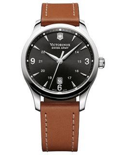 Victorinox Swiss Army Watch, Mens Swiss Alliance Brown Leather Strap