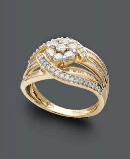 Diamond Ring, 14k Gold Diamond Flower Cluster Ring (1 ct. t.w.)