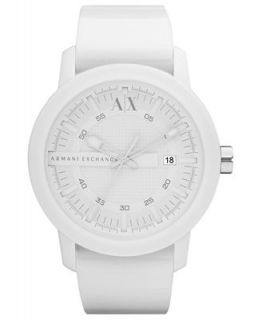 Armani Exchange Watch, White Polyurethane Strap 44mm AX1230