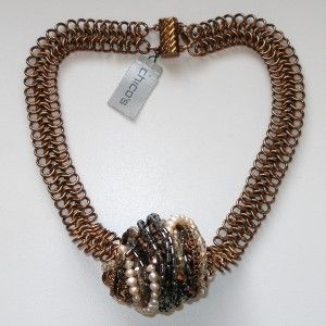 Chicos Malinda Metallic Beaded Necklace $88 Sold Out