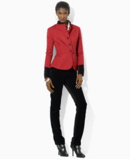 Lauren Ralph Lauren Puff Sleeve Velvet Military Jacket & Slim Twill