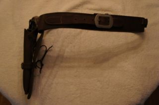 Vintage Cowboy Leather Holster Gun Bullet Loop Belt with Spent Shells