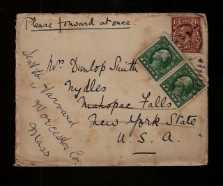 1919 Great Britain   USA mixed franking cover  stained & sad looking