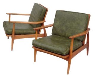 Pair of Solid Maple Mid Century Lounge Chairs by Stedman Danish Modern