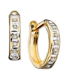 14k Gold Earrings, Diamond Accent Hoop Earrings
