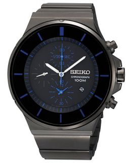 Seiko Watch, Mens Chronograph Black Ion Finish Stainless Steel