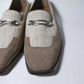 Marco Vicci Leather Linen Dapper Buckle Loafers 11 M