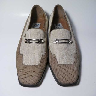 Marco Vicci Leather Linen Dapper Buckle Loafers 11 M