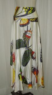 Neiman Marcus Georgette White Yellow Red Gray Silk Satin Butterfly