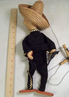 Vintage Marionette Puppet Toy Doll Mexican Mariachi Music Man