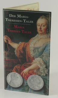1780 Maria Theresa Thaler 1 oz 825 ASW Silver Coin Restrike w Pamphlet