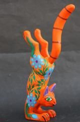 Mexican Cat Animal Figure Sculpture Handpainted Woodcarving ALEBRIJE