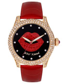 Betsey Johnson Watch, Womens Red Patent Leather Strap 41mm BJ00019 31
