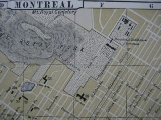 Original 1905 Map Montreal Grey Nuns Victoria Bridge Crystal Rink