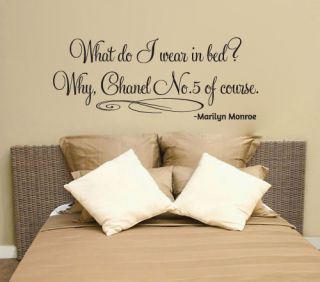 Marilyn Monroe Wear to Bed Chanel No 5 Quote Vinyl Wall Window Decal