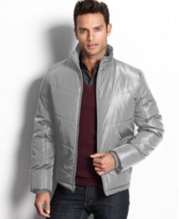 Alfani RED Coat, Slim Fit Chevron Quilted Puffer Bomber Jacket