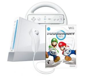 Wii Console with Mario Kart Wii Bundle White by Nintendo RARE Brand