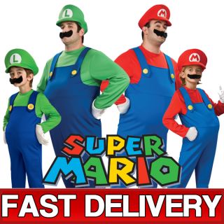 Official Super Mario Luigi Bros Mens Boys 80s Game Fancy Dress