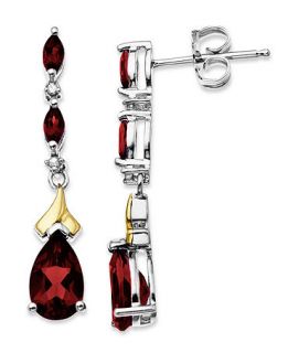 14k Gold and Sterling Silver Earrings, Garnet (2 5/8 ct. t.w.) and