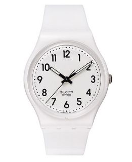 Swatch Watch, Unisex Swiss Just White White Polyurethane Strap 34mm