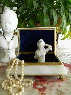 Drop Dead Gorgeous Vintage Claw Foot Marble Jewelry Casket Box
