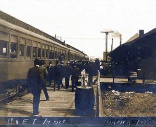 Illinois 1909 C EI Railroad Depot Marion IL