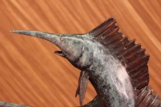 Signed Marius Limited Edition Three Marlin Fish Bronze Sculpture