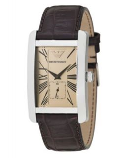Emporio Armani Watch, Mens Brown Croco Leather Strap 37x35mm AR1641