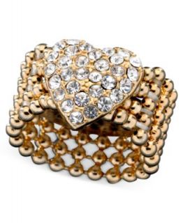 GUESS Ring, Crystal Accent Heart Stretch   Fashion Jewelry   Jewelry