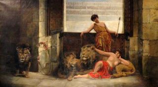 Margaret Murray Cookesley Oil Painting Lion Tamers Time Of Nero 1897