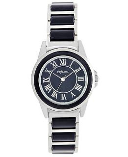 Style&co. Watch, Womens Silver and Black Tone Bracelet 38mm SC1317