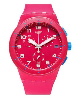 Swatch Watch, Unisex Swiss Chronograph Pink Frame Pink Silicone Strap