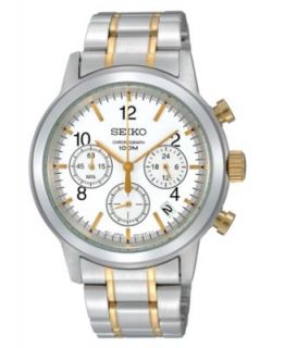 Seiko Watch, Mens Chronograph Two Tone Stainless Steel Bracelet 40mm